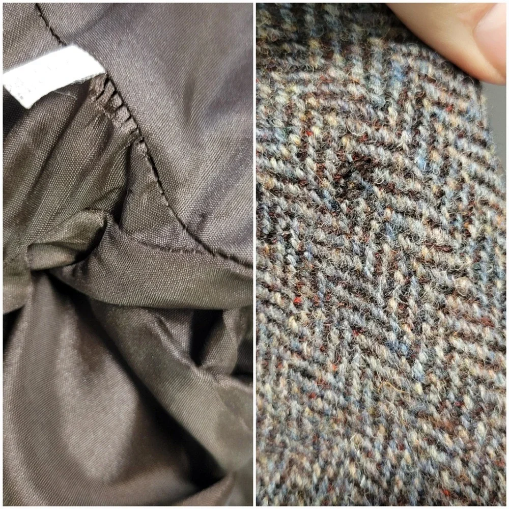Vintage 80s  Harris Tweed Blazer Brown Herringbone Wool Sport Coat 40R‎